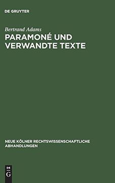 portada Paramoné und Verwandte Texte (Neue k Lner Rechtswissenschaftliche Abhandlungen) (en Alemán)