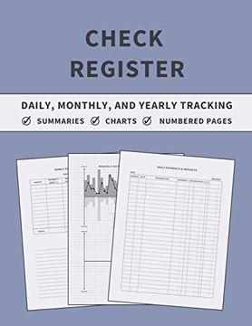 portada Check Register: Accounting Ledger Book for Daily, Monthly, and Yearly Bookkeeping of Payments, Deposits, and Finances for Small Businesses and Personal Checkbooks (Lavender) (en Inglés)