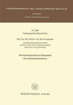 portada Informationssysteme im Bauwesen: Eine Bestandsaufnahme (Forschungsberichte des Landes Nordrhein-Westfalen) (German Edition)