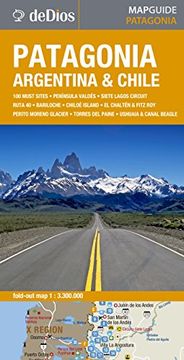 portada Patagonia, Laminated Map-Guide. Escale: 1: 3. 300. 000. De Dios Editores. 