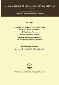 portada Beuluntersuchungen an Hyperbolischen Rotationsschalen