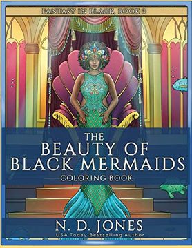 portada The Beauty of Black Mermaids Coloring Book (Fantasy in Black) (in English)