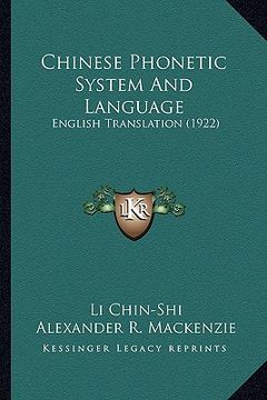 portada chinese phonetic system and language: english translation (1922) (en Inglés)