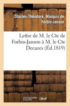 portada Lettre de M. Le Cte de Forbin-Janson À M. Le Cte Decazes (en Francés)