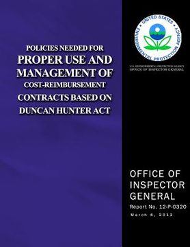 portada Policies Needed for Proper Use and Management of Cost-Reimbursement Contracts Based on Duncan Hunter Act