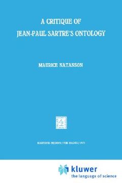 portada a critique of jean-paul sartre's ontology (en Inglés)