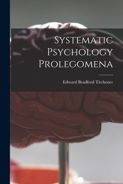 portada Systematic Psychology Prolegomena (en Inglés)