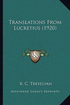 portada translations from lucretius (1920) (in English)