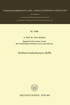 portada Synthese Hochpolymerer Stoffe (en Alemán)