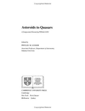 portada Asteroids to Quasars: A Symposium Honoring William Liller (in English)