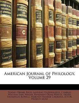 portada american journal of philology, volume 29