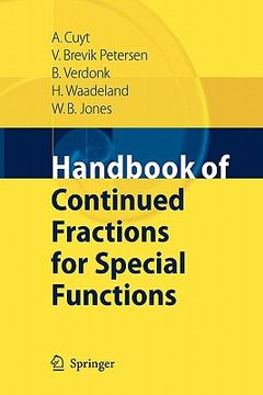 portada handbook of continued fractions for special functions (en Inglés)