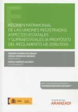 portada Regimen Patrimonial de las Uniones Registradas: Aspectos Estatales y Supraestatales ( a Proposito del Reglamento ue 2016/ 1104.