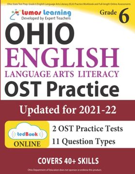 portada Ohio State Test Prep: Grade 6 English Language Arts Literacy (Ela) Practice Workbook and Full-Length Online Assessments: Ost Study Guide (en Inglés)