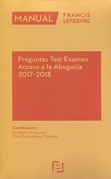 portada Manual Preguntas Test Examen Acceso a la Abogacía 2017-2018