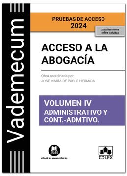 portada Vademecum Acceso a la Abogacia. Volumen iv. Administrativa y Contencioso-Administrativa 2024 (in Spanish)