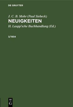 portada J. C. B. Mohr (Paul Siebeck): Neuigkeiten. 3/1934 (en Alemán)