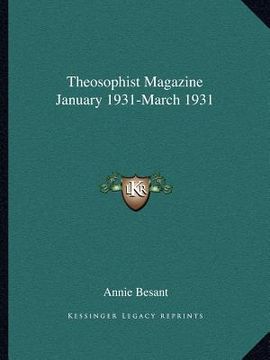 portada theosophist magazine january 1931-march 1931 (in English)