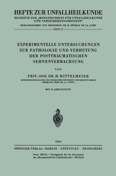 portada Experimentelle Untersuchungen zur Pathologie und Verhütung der Posttraumatischen Sehnenverwachsung (Hefte zur Zeitschrift "Der Unfallchirurg") (German Edition)