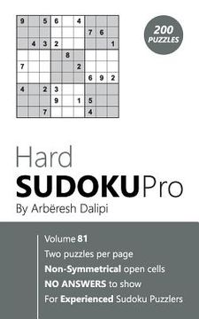 portada Hard Sudoku Pro: Book for Experienced Puzzlers (200 puzzles) Vol. 81 (en Inglés)