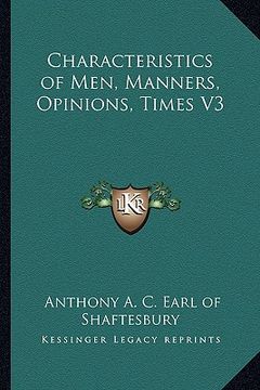 portada characteristics of men, manners, opinions, times v3 (in English)