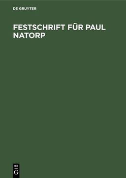 portada Festschrift für Paul Natorp (in German)