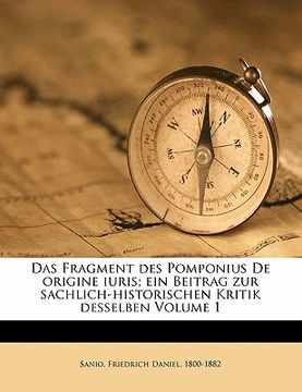portada Das Fragment Des Pomponius de Origine Iuris. (en Alemán)