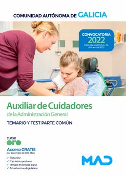 portada Auxiliar de Cuidadores de la Administracion General Temario y Test Parte Comun. Comunidad Autonoma de Galicia