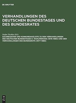 portada Sachregister und Konkordanzliste zu den Verhandlungen des Deutschen Bundestages 8. Wahlperiode 