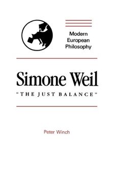 portada Simone Weil: "The Just Balance" Paperback (Modern European Philosophy) (in English)