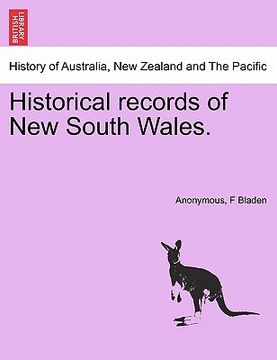 portada historical records of new south wales. (en Inglés)