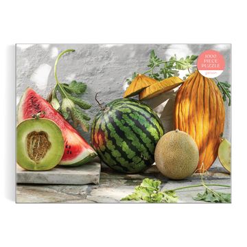 portada Galison Melons From the Vine – 1000 Piece Puzzle Featuring a Mediterranean Still Life of Summer Melons