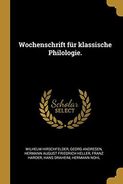 portada Wochenschrift für Klassische Philologie.