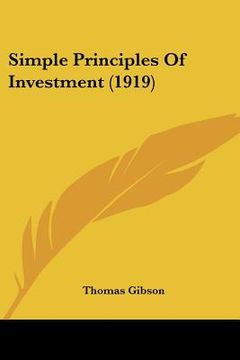 portada simple principles of investment (1919) (en Inglés)