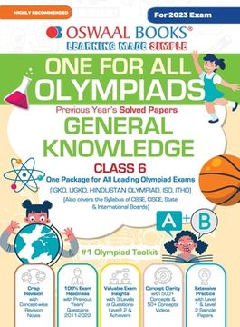 portada Oswaal One For All Olympiad Previous Years' Solved Papers, Class-6 General Knowledge Book (For 2023 Exam) (en Inglés)
