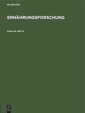 portada Ernährungsforschung. Band 26, Heft 6 (in German)