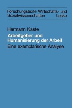 portada Arbeitgeber Und Humanisierung Der Arbeit: Eine Exemplarische Analyse (en Alemán)