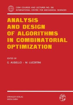 portada analysis and design of algorithms in combinatorial optimization (en Inglés)