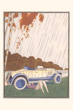portada Vintage Journal Woman Fixing Car in the Rain (in English)