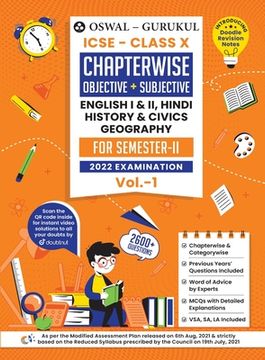 portada Oswal-Gurukul Chapterwise Objective + Subjective Vol I for English I, English II, Hindi, Civics, History & Geography: ICSE Class 10 for Semester II 20
