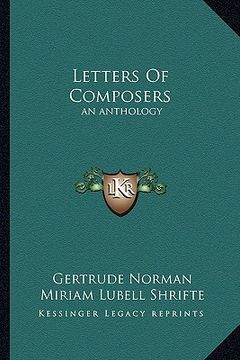 portada letters of composers: an anthology (in English)