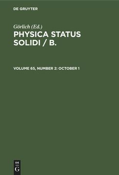 portada Physica Status Solidi / b. , Volume 65, Number 2, October 1 (en Inglés)