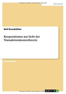 portada Kooperationen aus Sicht der Transaktionskostentheorie