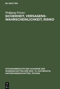 portada Sicherheit, Versagenswahrscheinlichkeit, Risiko (en Alemán)