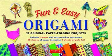 portada Fun & Easy Origami Kit: 29 Original Paper-Folding Projects: Includes Origami kit With 2 Instruction Books & 98 High-Quality Origami Papers (en Inglés)