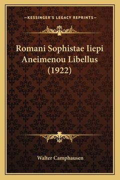 portada Romani Sophistae Iiepi Aneimenou Libellus (1922) (en Latin)