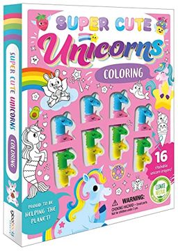 portada Super Cute Unicorns Coloring Set: With 16 Stackable Crayons (en Inglés)