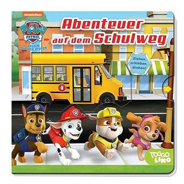 portada Paw Patrol: Abenteuer auf dem Schulweg: Pappbilderbuch mit Schiebern und Drehscheibe (in German)