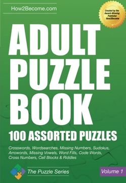 portada Adult Puzzle Book: 100 Assorted Puzzles (en Inglés)