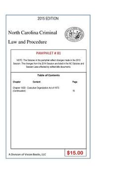 portada North Carolina Criminal Law and Procedure-Pamphlet 81 (en Inglés)